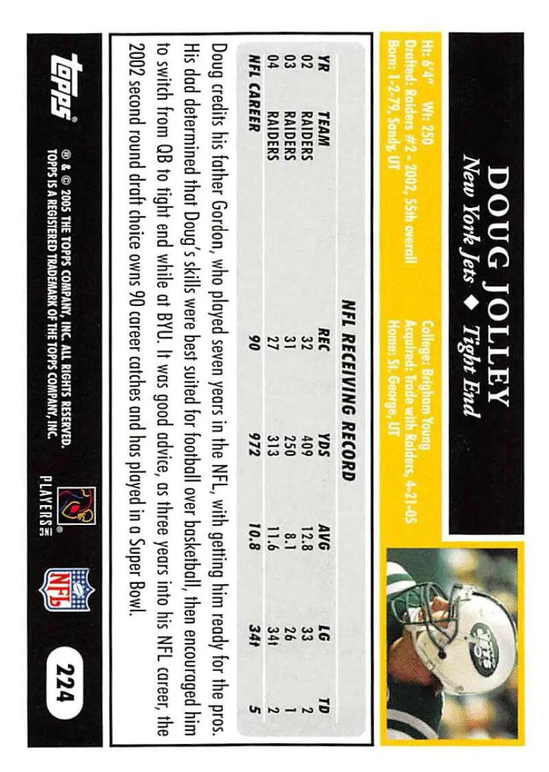 2005 Topps #224 Doug Jolley NM-MT New York Jets Football Card - Football Card Single