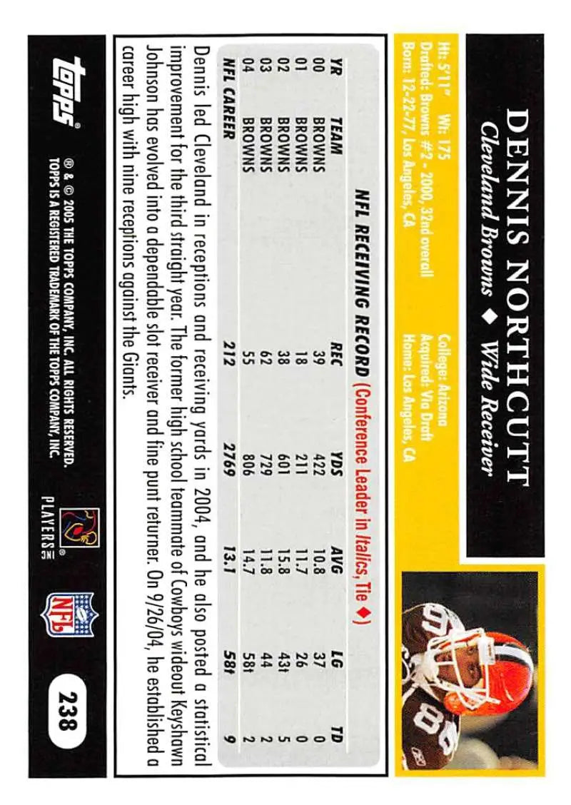2005 Topps #238 Dennis Northcutt NM-MT Cleveland Browns Football Card - Football Card Single
