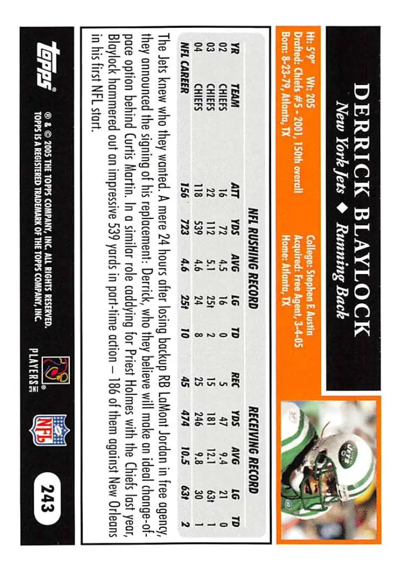 2005 Topps #243 Derrick Blaylock NM-MT New York Jets Football Card - Football Card Single