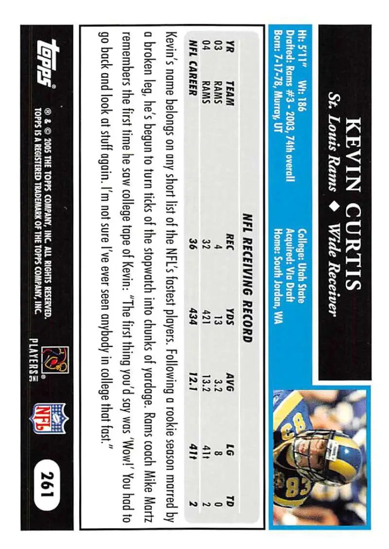 2005 Topps #261 Kevin Curtis NM-MT St. Louis Rams Football Card - Football Card Single