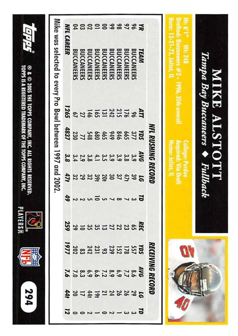 2005 Topps #294 Mike Alstott NM-MT Tampa Bay Buccaneers Football Card - Football Card Single