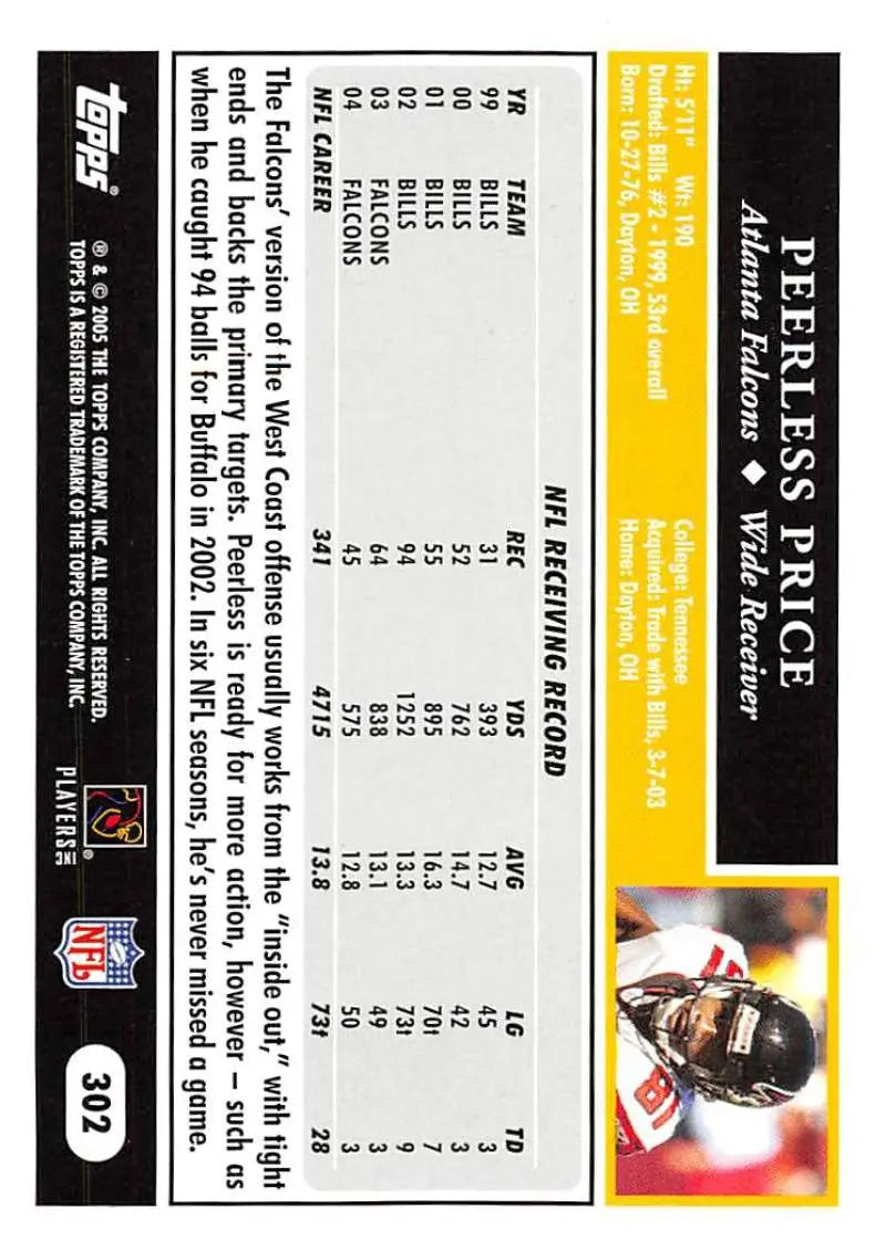 2005 Topps #302 Peerless Price NM-MT Atlanta Falcons Football Card - Football Card Single