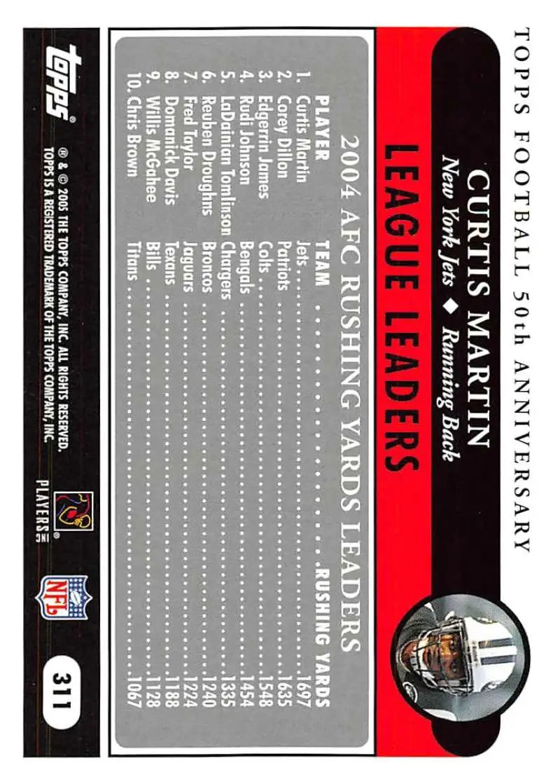 2005 Topps #311 Curtis Martin NM-MT New York Jets Football Card - Football Card Single