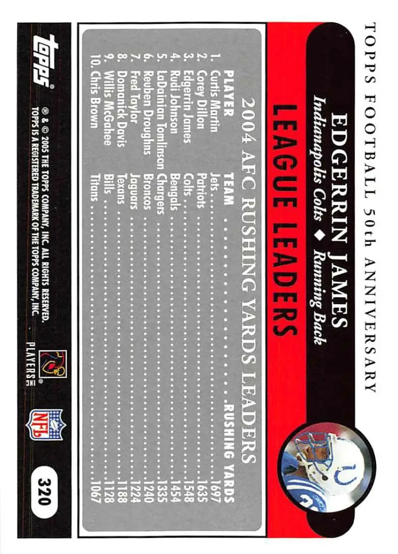 2005 Topps #320 Edgerrin James NM-MT Indianapolis Colts Football Card