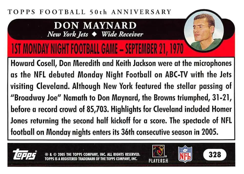 2005 Topps #328 Don Maynard NM-MT New York Jets Football Card - Football Card Single