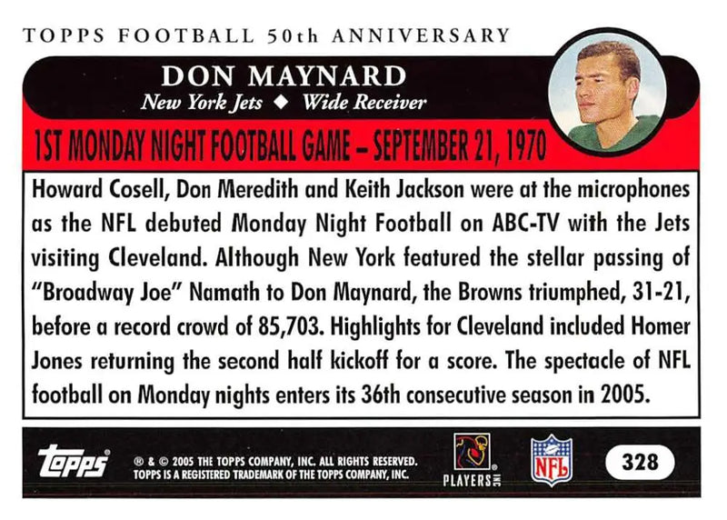 2005 Topps #328 Don Maynard NM-MT New York Jets Football Card - Football Card Single
