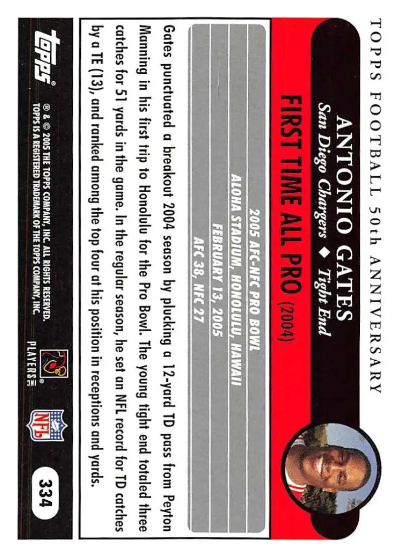 2005 Topps #334 Antonio Gates NM-MT San Diego Chargers Football Card - Football Card Single