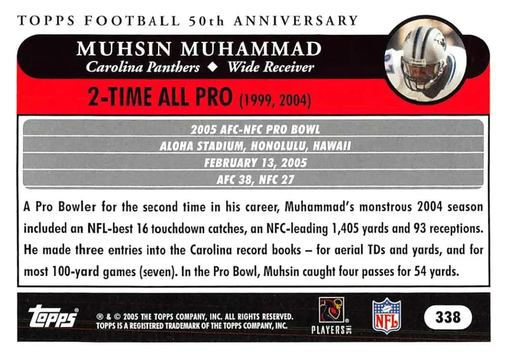 2005 Topps #338 Muhsin Muhammad NM-MT Carolina Panthers Football Card - Football Card Single
