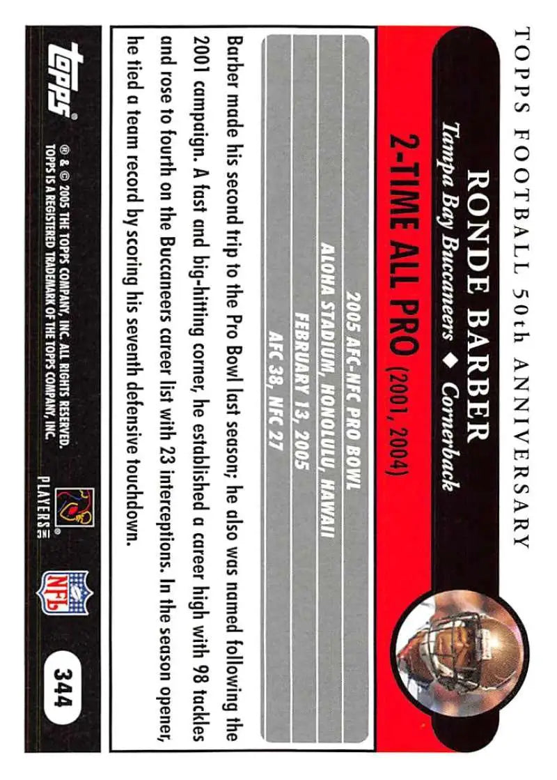 2005 Topps #344 Ronde Barber NM-MT Tampa Bay Buccaneers Football Card - Football Card Single