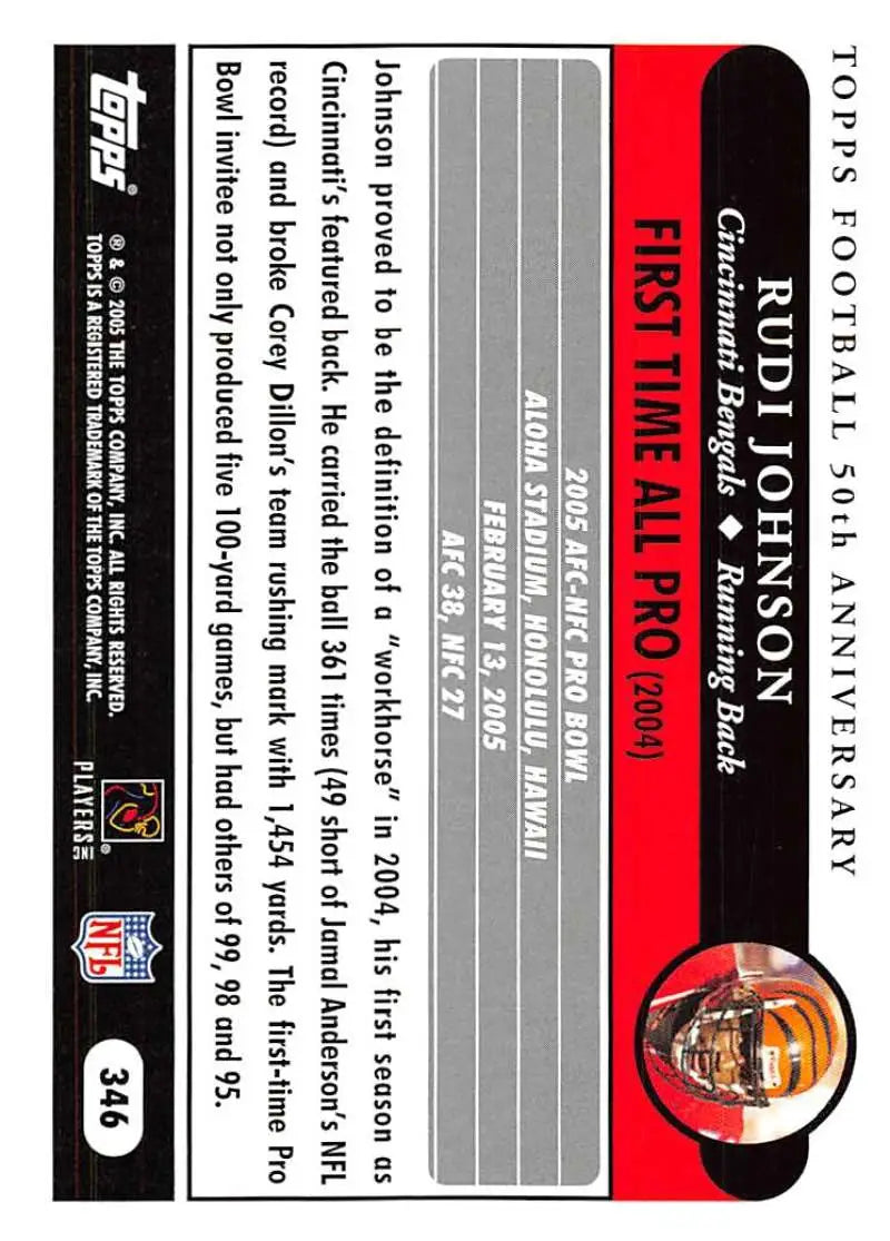 2005 Topps #346 Rudi Johnson NM-MT Cincinnati Bengals Football Card - Football Card Single