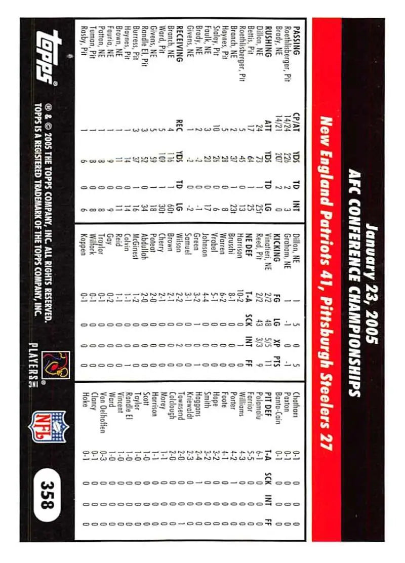 2005 Topps #358 Deion Branch NM-MT New England Patriots Football Card - Football Card Single