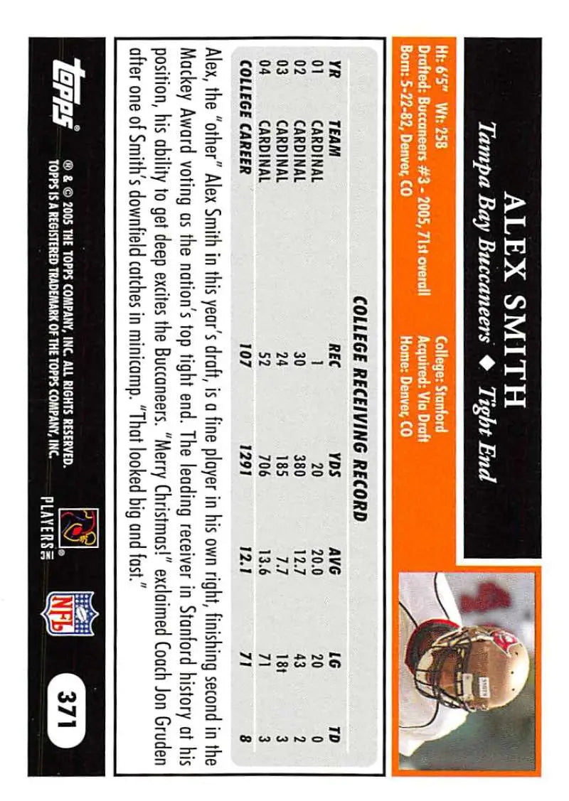 2005 Topps #371 Alex Smith NM-MT RC Rookie Tampa Bay Buccaneers Football Card - Football Card Single