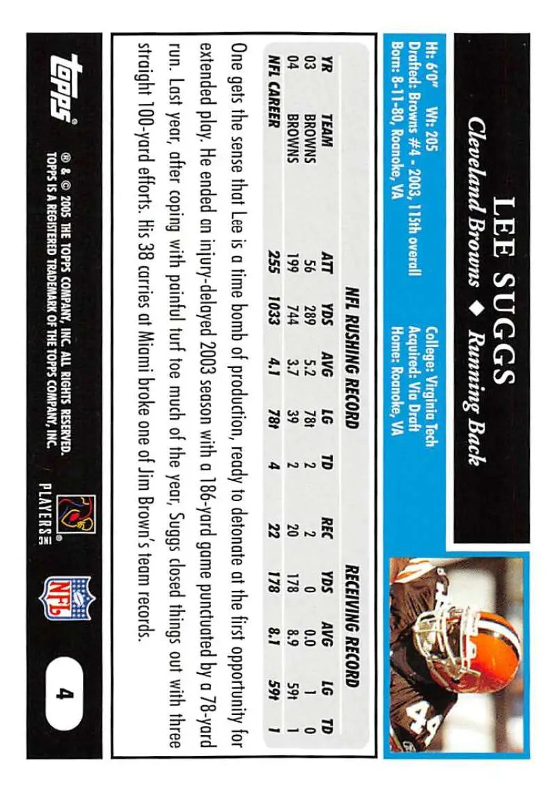 2005 Topps #4 Lee Suggs NM-MT Cleveland Browns Football Card - Football Card Single