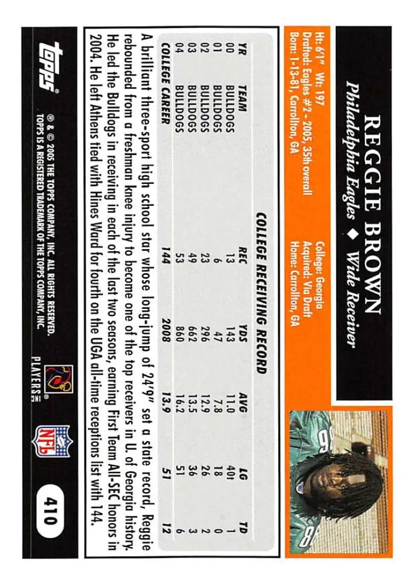2005 Topps #410 Reggie Brown NM-MT RC Rookie Philadelphia Eagles Football Card - Football Card Single