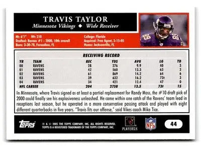 2005 Topps #44 Travis Taylor - Football Card Single