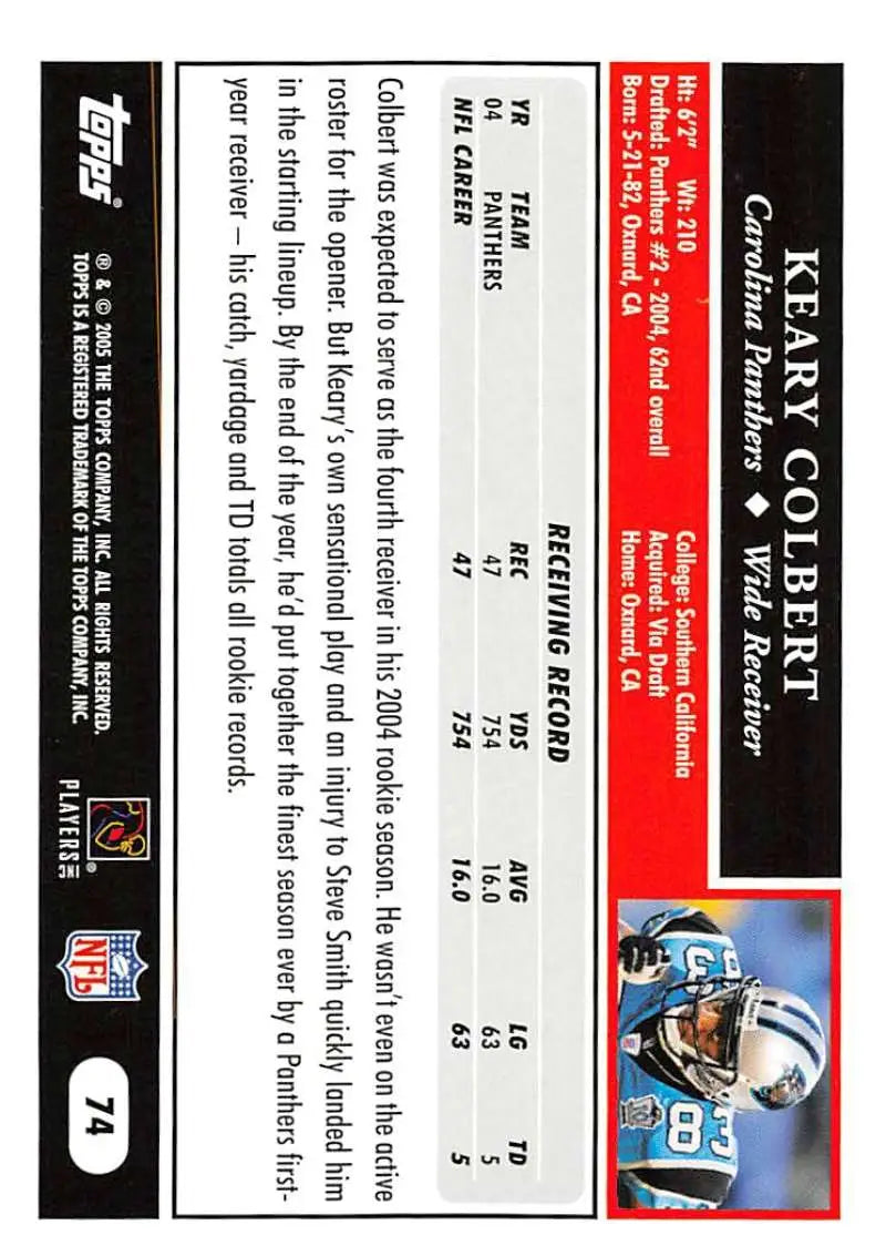 2005 Topps #74 Keary Colbert NM-MT Carolina Panthers Football Card - Football Card Single