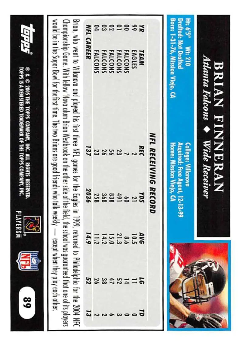 2005 Topps #89 Brian Finneran NM-MT Atlanta Falcons Football Card - Football Card Single