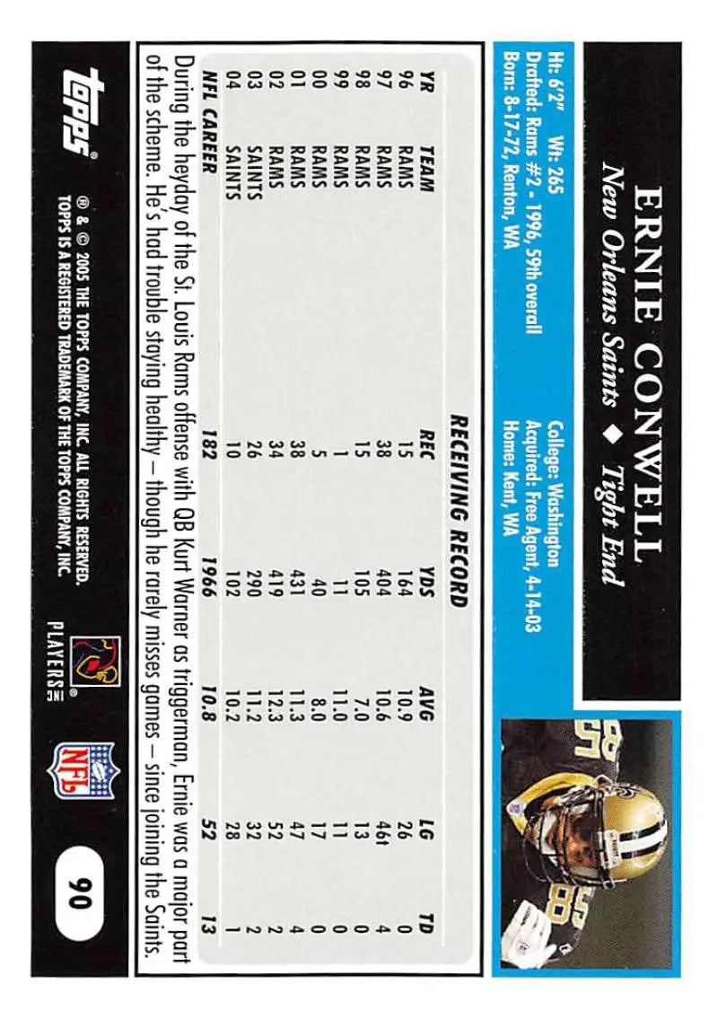 2005 Topps #90 Ernie Conwell NM-MT New Orleans Saints Football Card - Football Card Single