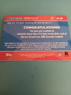 2005 Topps Bazooka All Stars - Marcus Stroud. Pro Bowl Jersey. #BA-MS. NRMT+ - Football Card Single