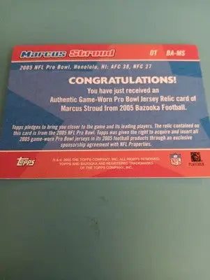 2005 Topps Bazooka All Stars - Marcus Stroud. Pro Bowl Jersey. #BA-MS. NRMT+ - Football Card Single