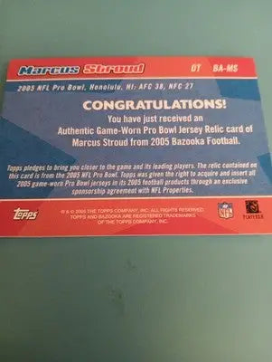 2005 Topps Bazooka All Stars - Marcus Stroud. Pro Bowl Jersey. #BA-MS. NRMT+ - Football Card Single