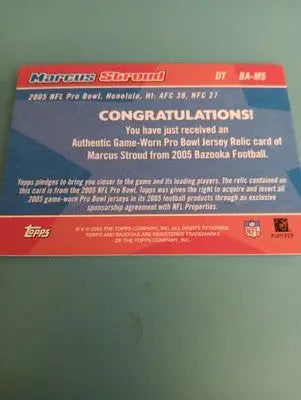 2005 Topps Bazooka All Stars - Marcus Stroud. Pro Bowl Jersey. #BA-MS. NRMT+ - Football Card Single