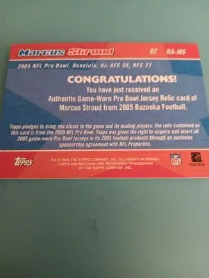 2005 Topps Bazooka All Stars - Marcus Stroud. Pro Bowl Jersey. #BA-MS. NRMT+ - Football Card Single