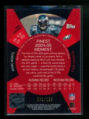 2005 Topps Finest Rookie Card Ryan Moats #145 041/199 Autograph Football - Football Card Single