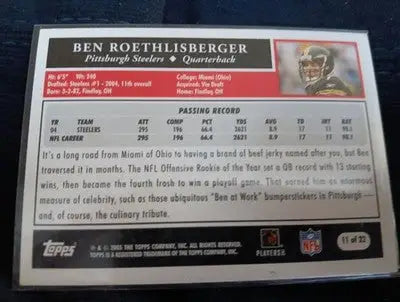 2005 Topps Football - 50 YEARS #11. Ben Roethlisberger. Steelers. NRMT+ - Football Card Single