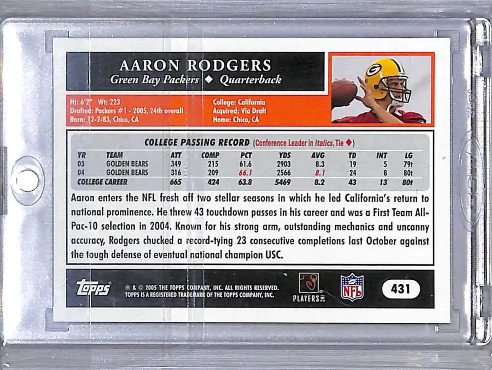 2005 Topps Football 50th Anniversary #431 Aaron Rodgers NM-MT RC Rookie Green Bay Packers