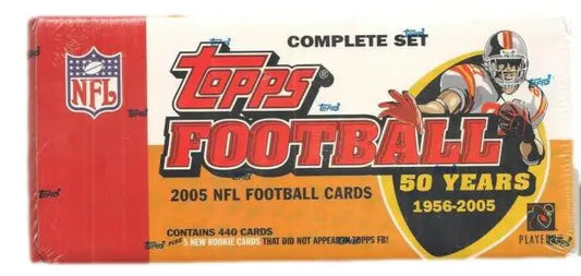 2005 Topps Football Factory Set box featuring 50 years of Topps Football trading cards