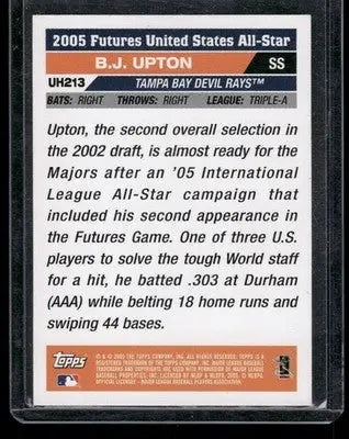 2005 Topps Futures Game All-Star B.J. Upton #UH213 Futures Game All-Star - Baseball Card Single