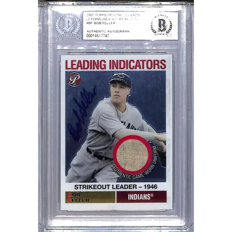 2005 Topps Pristine Legends Leading Indicators #LI-BF Bob Feller NM-MT MEM Auto Cleveland Indians - Baseball Card Single