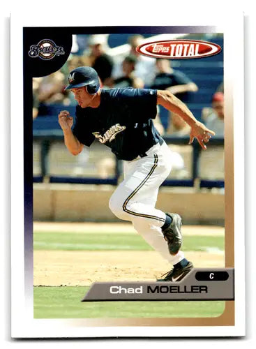 Original gloss baseball card of Chad Moeller in Milwaukee Brewers uniform from Topps Total