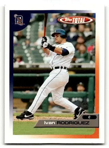 Baseball card featuring Ivan Rodriguez Detroit Tigers 2005 Topps Total #540ronge