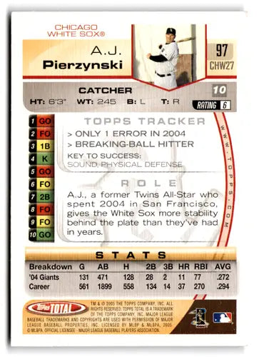 2005 Topps Total #97 A.J. Pierzynski NM-MT White Sox ID:72835 - Baseball Card Single