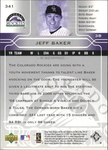 2005 Upper Deck #341 Jeff Baker NM-MT Rockies - Baseball Card Single