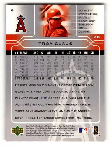 2005 Upper Deck #6 Troy Glaus Los Angeles Angels Baseball Cards EX/N ID:59612 - Baseball Card Single