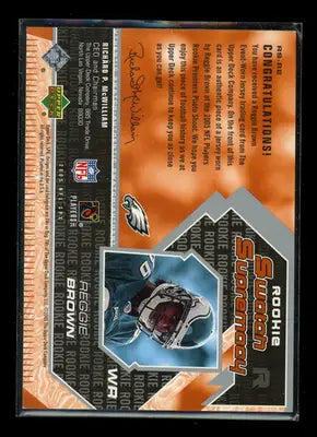 2005 Upper Deck Rookie Swatch Supremacy Reggie Brown #RS-RB Rookie Swatch - Other