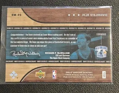 2006-07 Upper Deck Hardcourt #HM-PS Peja Stojakovic Materials - Basketball Card Single