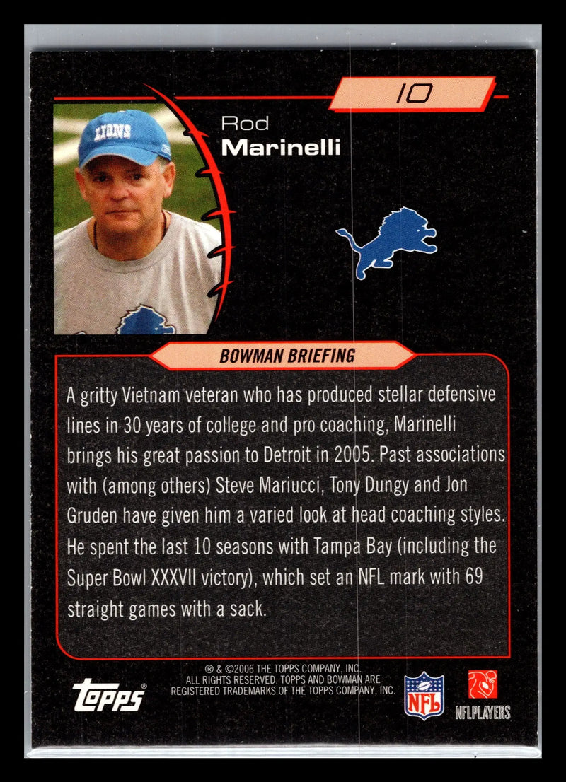 2006 Bowman #10 Rod Marinelli Detroit Lions
