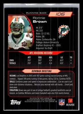 2006 Bowman #106 Ronnie Brown Miami Dolphins - Football Card Single