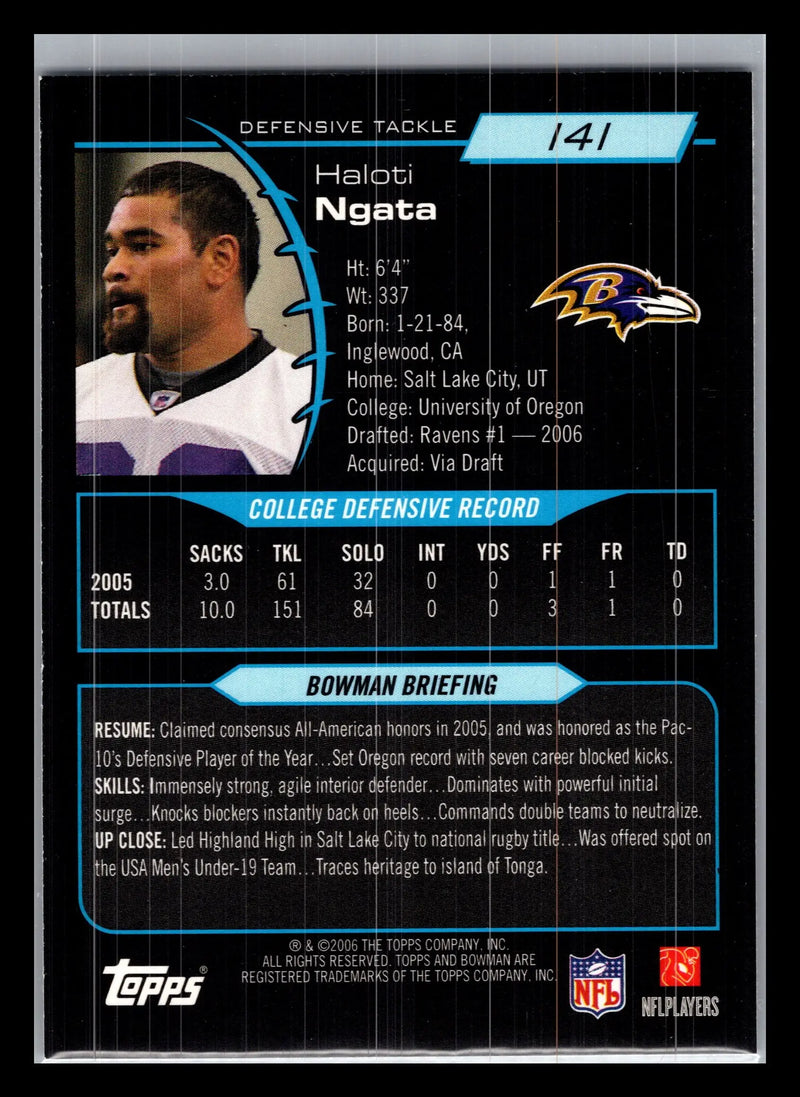 2006 Bowman #141 Haloti Ngata Baltimore Ravens Rookie - Football Card Single