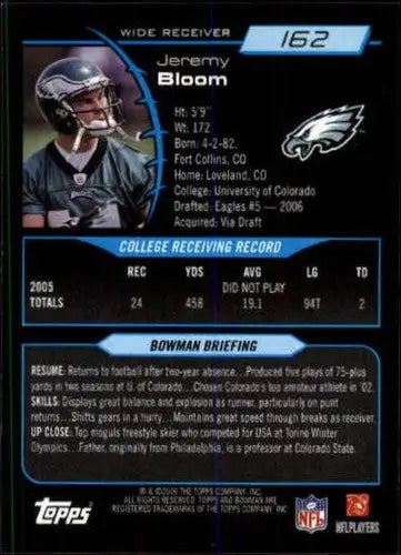 2006 Bowman #162 Jeremy Bloom NM-MT RC Rookie - Baseball Card Single