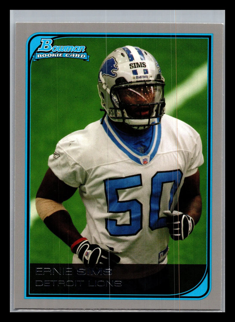 2006 Bowman #186 Ernie Sims Detroit Lions Rookie - Football Card Single