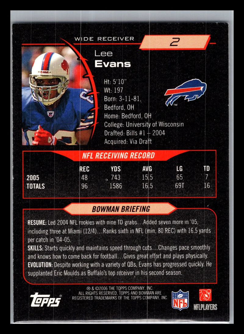 2006 Bowman #2 Lee Evans Buffalo Bills - Football Card Single
