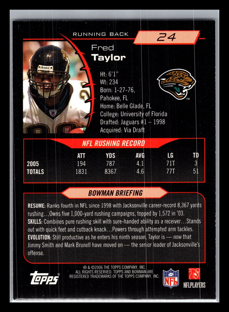 2006 Bowman #24 Fred Taylor Jacksonville Jaguars - Football Card Single