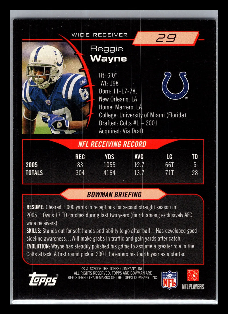 2006 Bowman #29 Reggie Wayne Indianapolis Colts