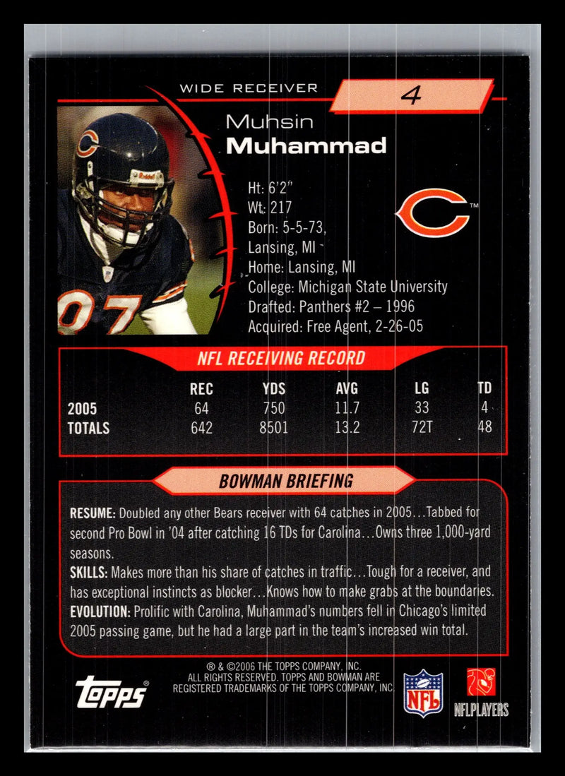 2006 Bowman #4 Muhsin Muhammad Chicago Bears - Football Card Single