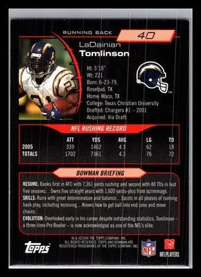 2006 Bowman #40 LaDainian Tomlinson San Diego Chargers - Football Card Single